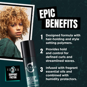 Bed Head Catwalk styled curly hair showing defined, frizz-controlled curls