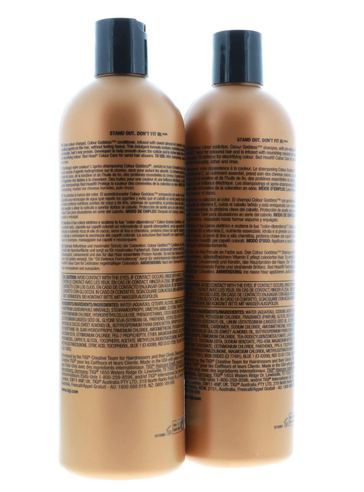 Bed Head Color Goddess bottles beside ruler showing 25.36 fl oz scale