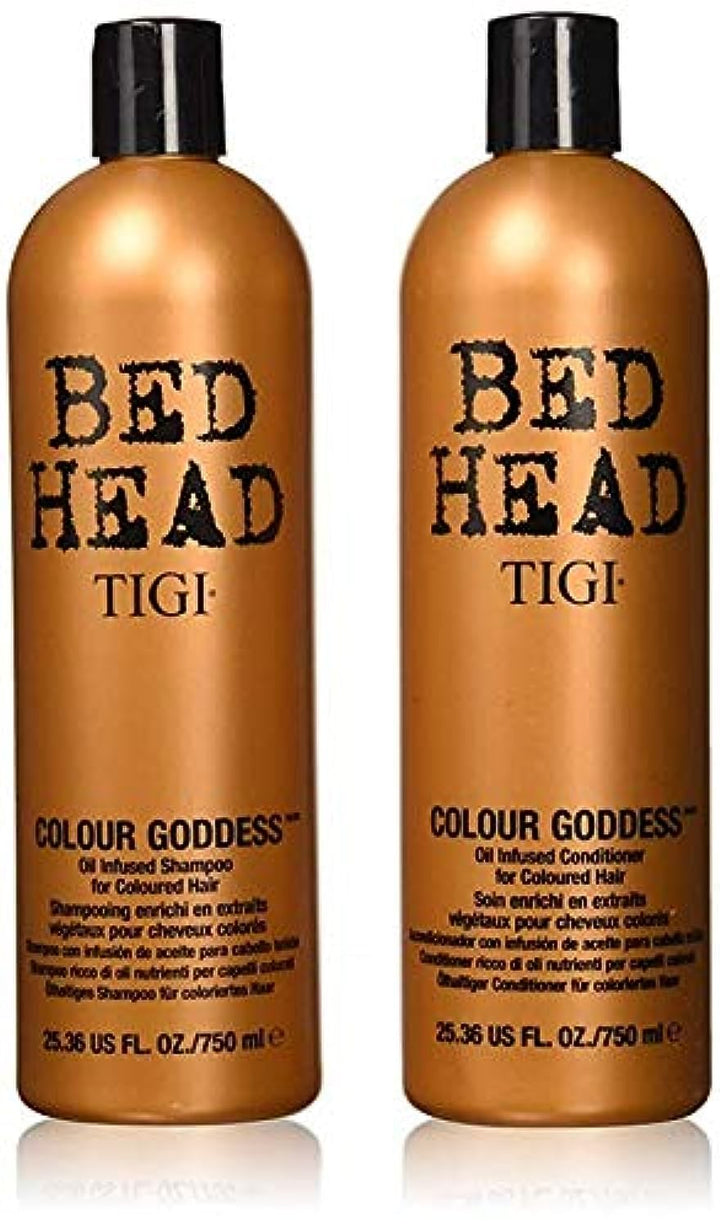 Bed Head Color Goddess front packaging shows duo and benefits