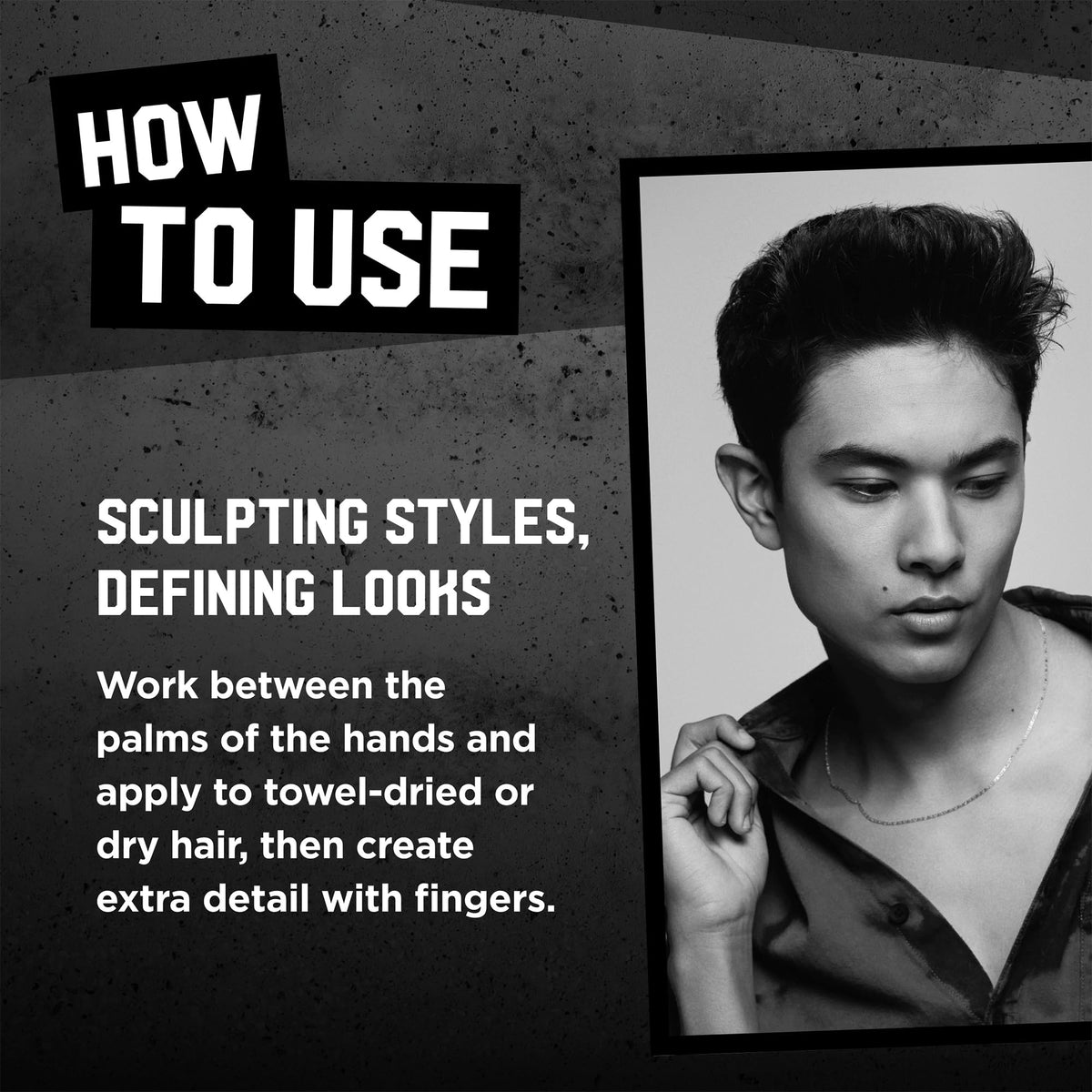 Man styled using Bed Head wax showing textured matte finish and humidity resistance