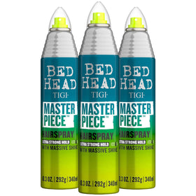 Bed Head front packaging showing three cans and product benefits