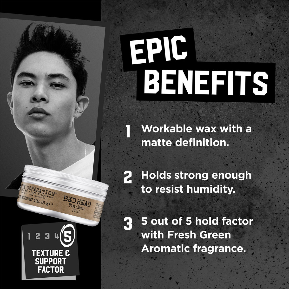 Bed Head being applied to men's hair creating textured matte separation