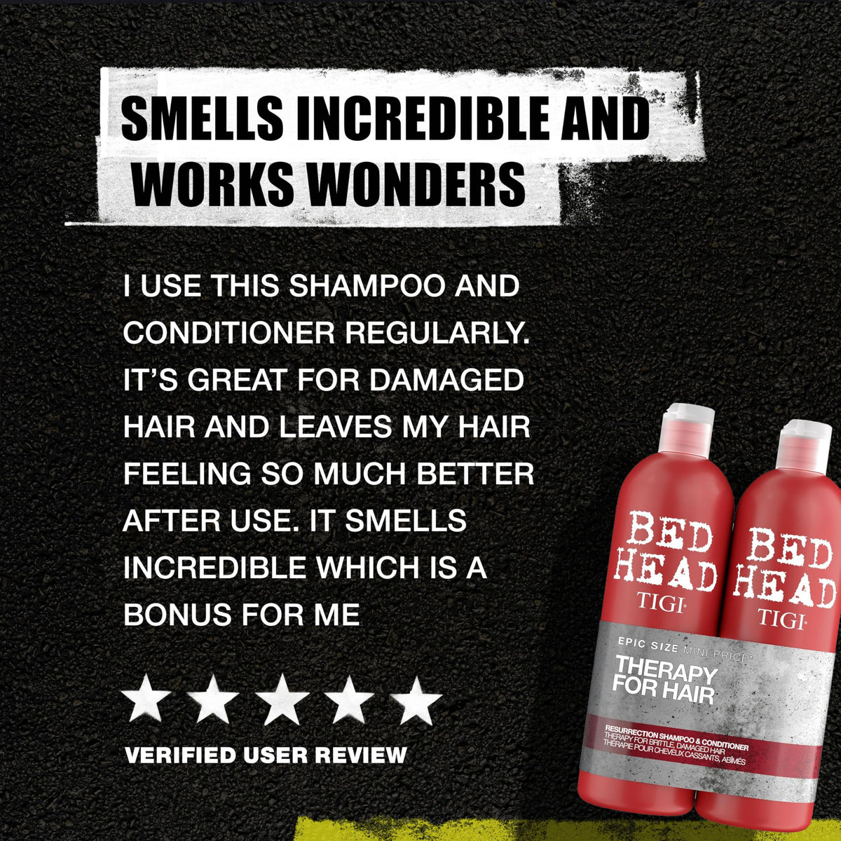 Bed Head product beside a hand to show 25.36 oz size and value pack benefit