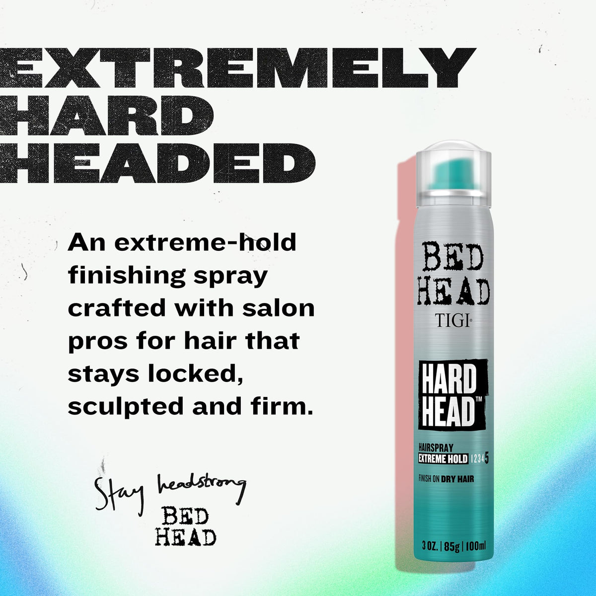 Bed Head spray mist texture close-up demonstrating instant-dry performance