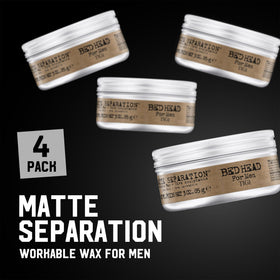 Close-up of wax texture from Bed Head highlighting matte, workable grip benefit