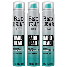 Bed Head travel pack front view showing three 3 oz cans and strong hold
