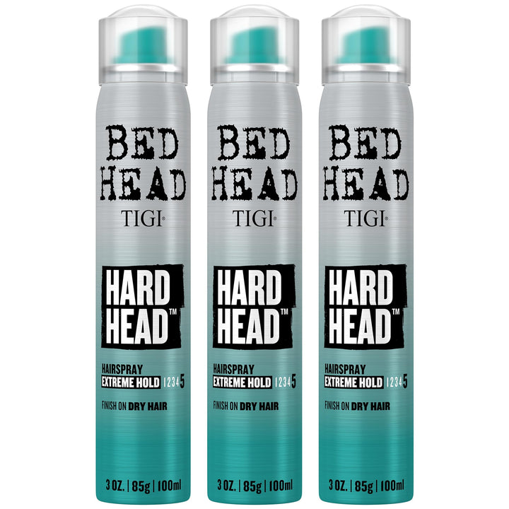Bed Head travel pack front view showing three 3 oz cans and strong hold