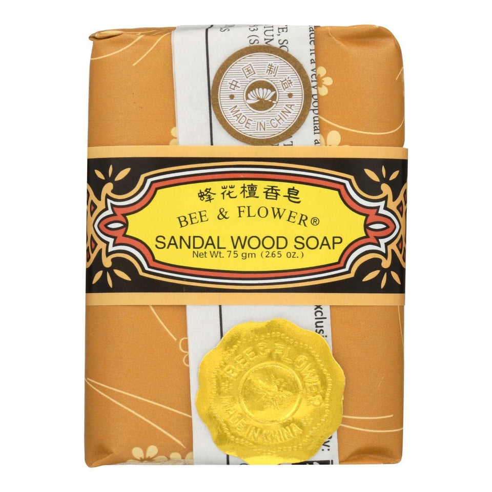 Bee & Flower front packaging showing sandalwood soap and elegant branding benefit