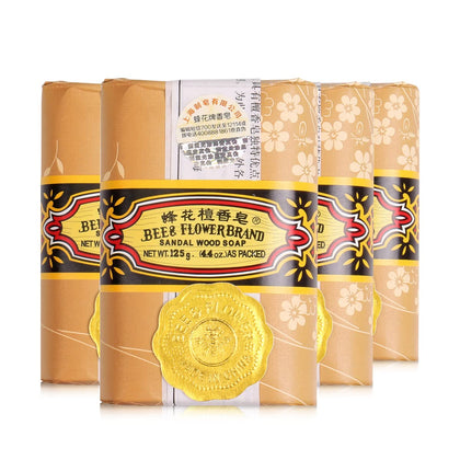 Bee & Flower front packaging showing four sandalwood bars, appealing gift look