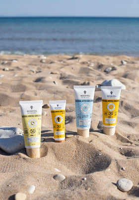 BEE & YOU label close-up highlighting zinc oxide, propolis, aloe vera benefits