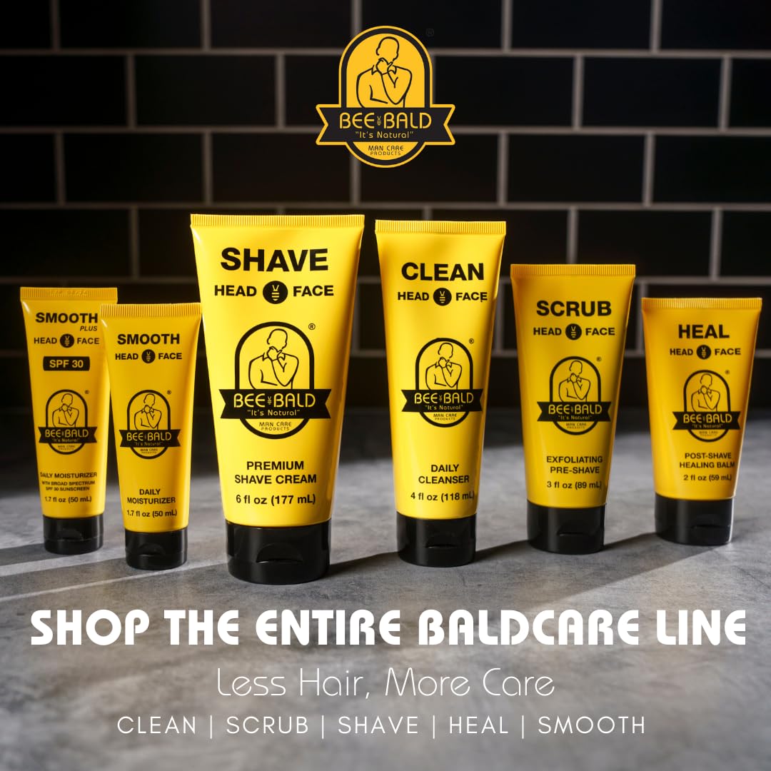 Bee Bald application on shaved head and face showing soothing effect