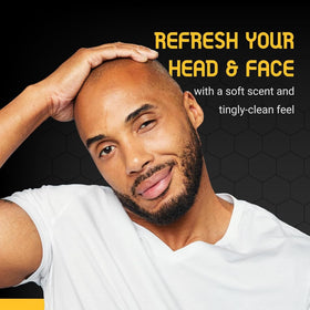 Bee Bald bottle on bathroom shelf in grooming routine lifestyle