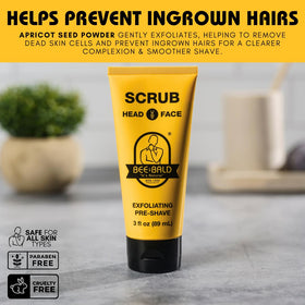 Bee Bald ingredients honey and bee pollen display signaling natural conditioning benefits
