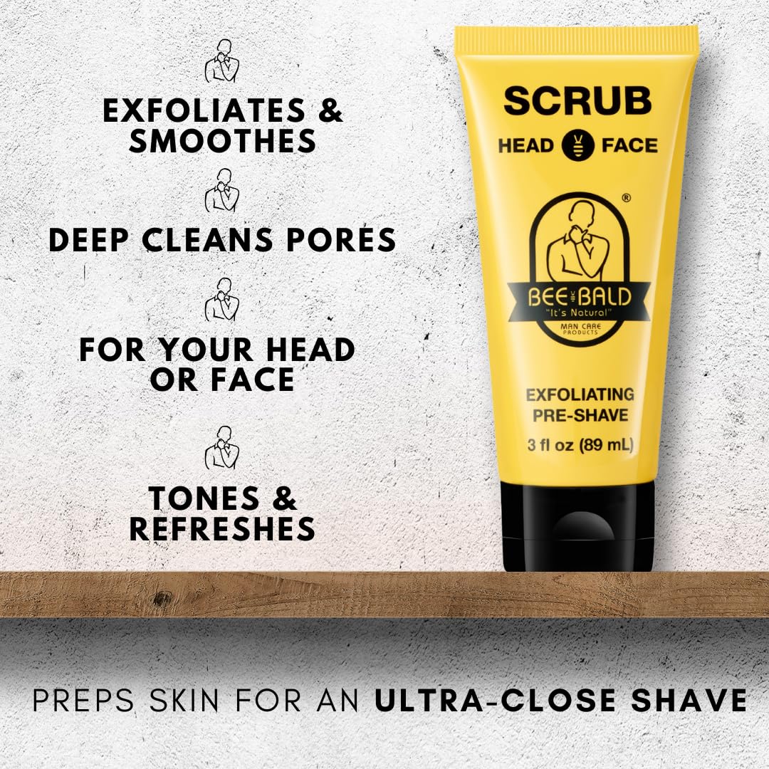 Bee Bald dispensing scrub from pump demonstrating controlled use and minimal waste