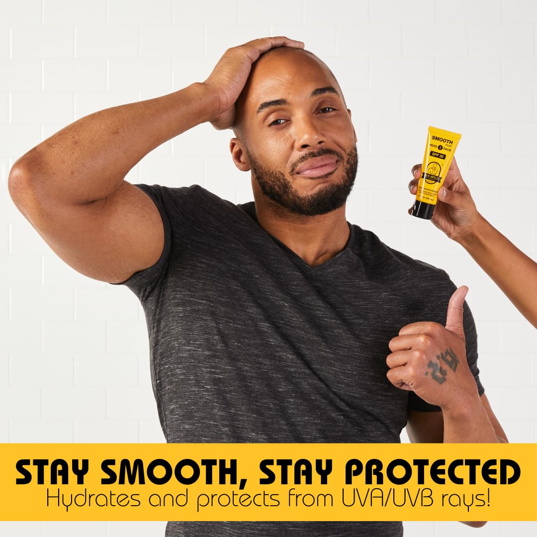 Bee Bald product applied to scalp demonstrating hydration benefit
