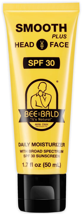 Bee Bald front packaging showing SPF 30 and compact bottle benefit