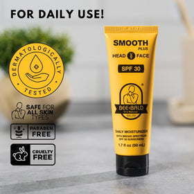 Bee Bald honey and bee pollen ingredients highlighting soothing benefit