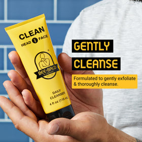 Bee Bald foamy texture on hand demonstrating gentle lather