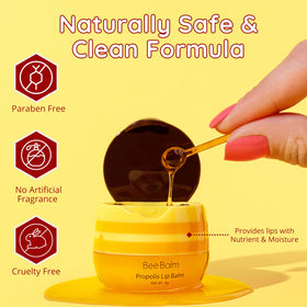 Applying Bee Balm to lips to demonstrate quick soothing effect