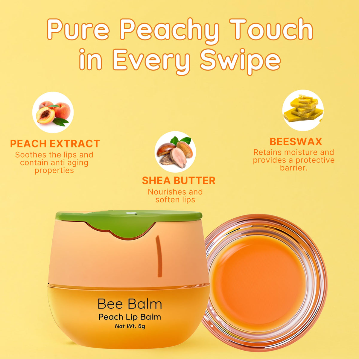 Bee Balm open tube showing creamy peach texture for deep hydration