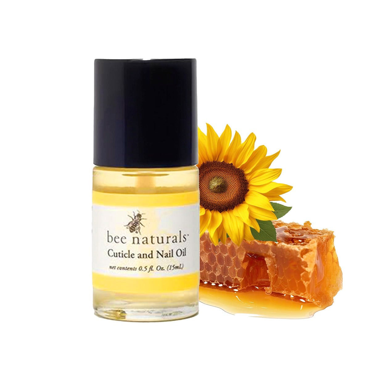 Bee Naturals front bottle showing label and compact travel size for easy carrying