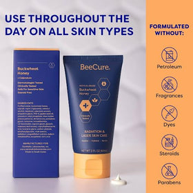 BeeCure jar top open revealing creamy content for easy application