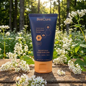BeeCure on bathroom shelf lifestyle scene promoting daily skincare use