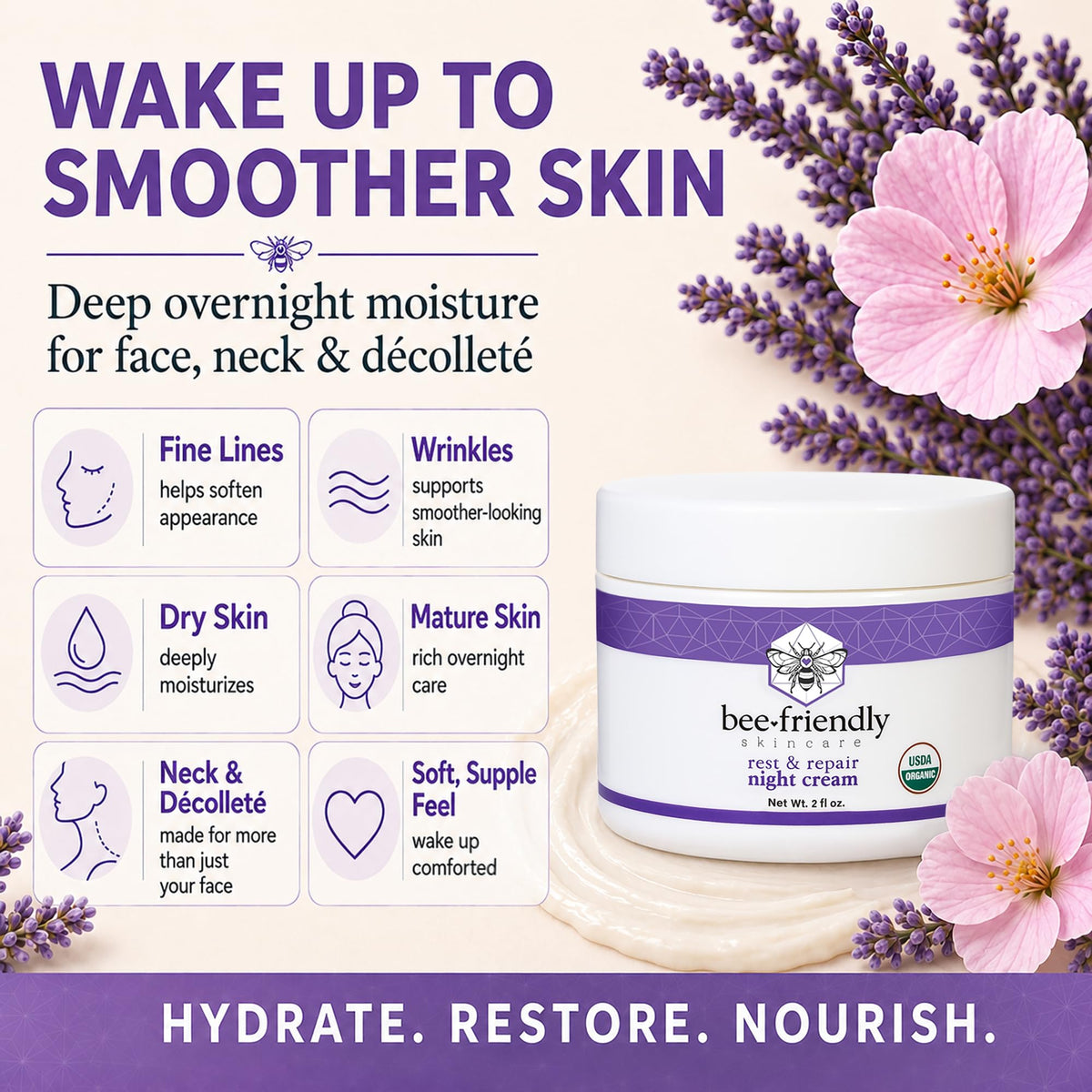BeeFriendly cream applied on hand illustrating smooth absorption benefits