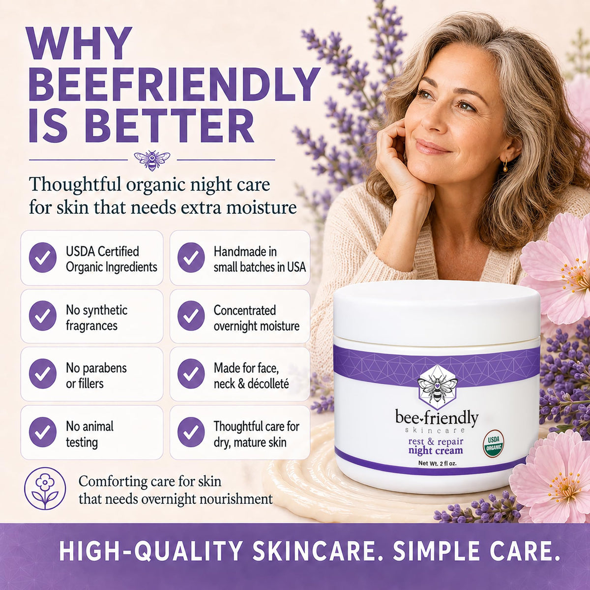 BeeFriendly before and after visuals showing improved skin texture