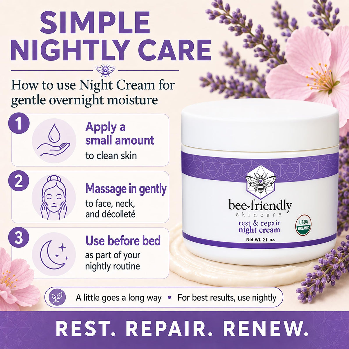 BeeFriendly jar on bathroom shelf suggesting nightly skincare ritual