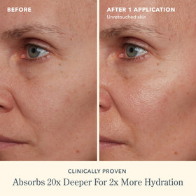Beekman 1802 model applying serum showing non-greasy glow benefit