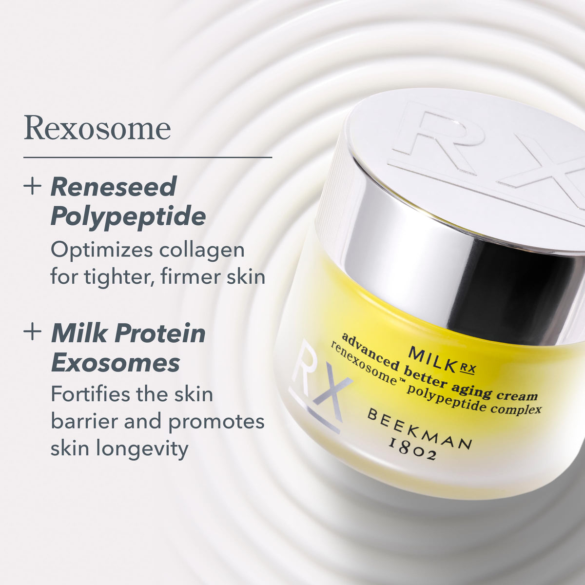 Beekman 1802 cream being dabbed on hand demonstrating smooth application benefit