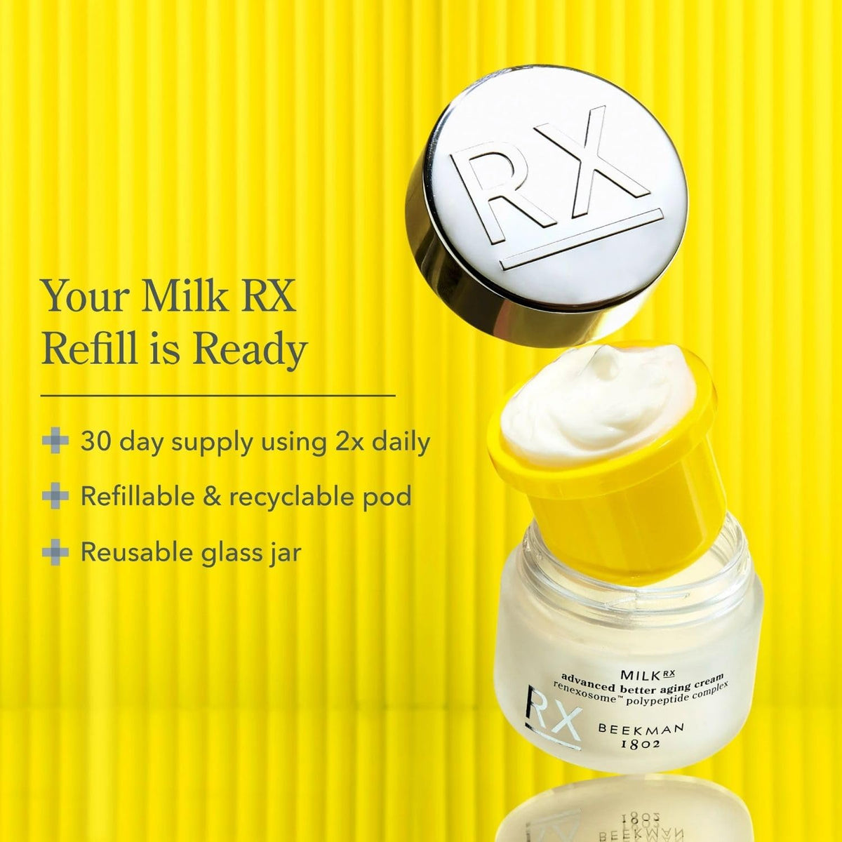 Beekman 1802 cream texture on a spoon showing rich hydration and smooth finish