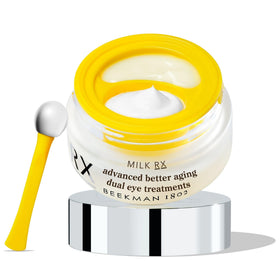 Beekman 1802 dual eye treatments front packaging showing both bottles and benefits