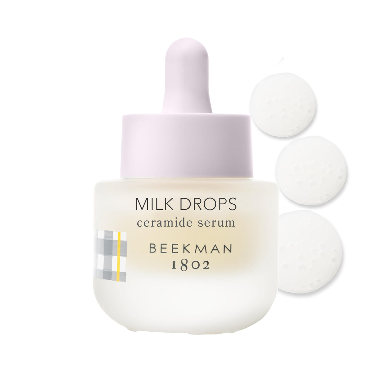 Beekman 1802 bottle front view showing clean design and lightweight serum benefit