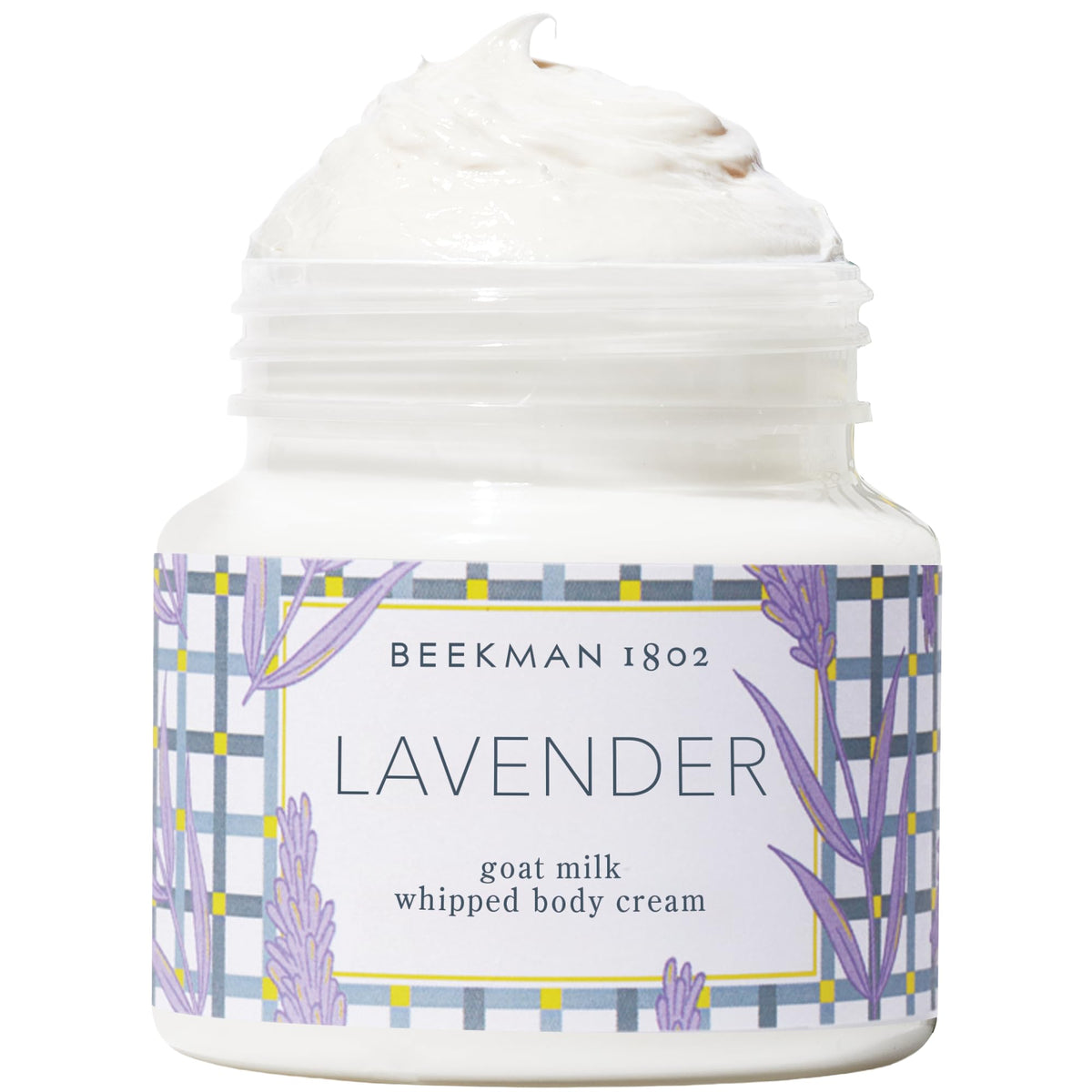 Beekman 1802 front jar lavender showing packaging and calming scent benefit
