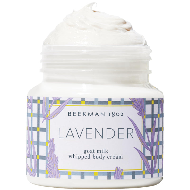 Beekman 1802 front jar lavender showing packaging and calming scent benefit