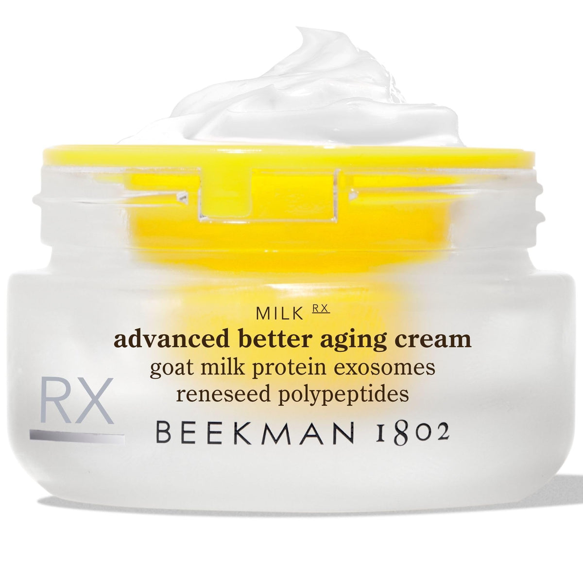Beekman 1802 jar front view showing product and branding for confident skincare