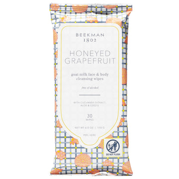 Beekman 1802 front pack showing honeyed grapefruit scent and 30-count convenience