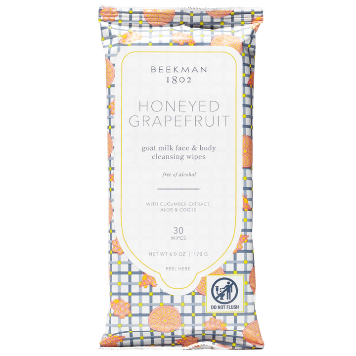 Beekman 1802 front pack showing honeyed grapefruit scent and 30-count convenience