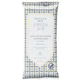 Beekman 1802 front packaging showing 30-count wipes and resealable pouch benefit convenience