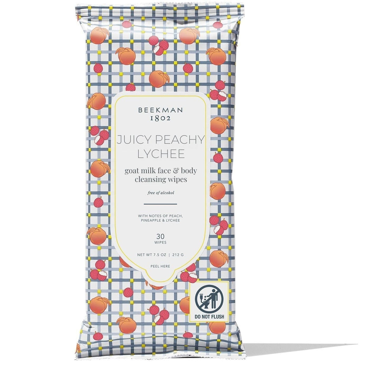 Beekman 1802 front packaging showing 30-count travel wipes and scent