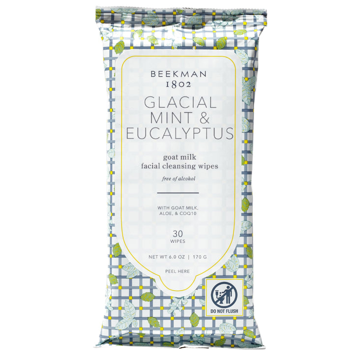 Beekman 1802 front packaging showing 30-count resealable pack for travel convenience