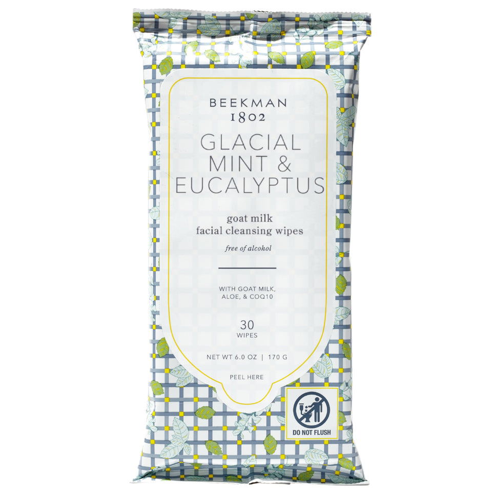 Beekman 1802 front packaging showing 30-count resealable pack for travel convenience