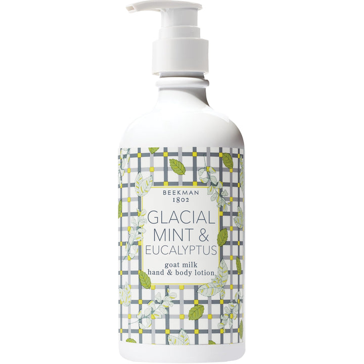 Beekman 1802 front packaging showing calming Glacial Mint scent and pump