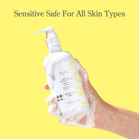 Beekman 1802 pump dispensing soap demonstrating gentle cleansing action
