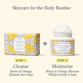 Beekman 1802 ingredients flatlay with shea and goat milk emphasizing nourishing blend