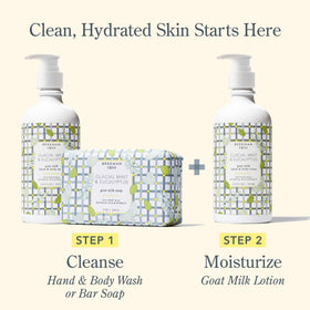 Beekman 1802 on bathroom shelf in lifestyle scene promoting routine