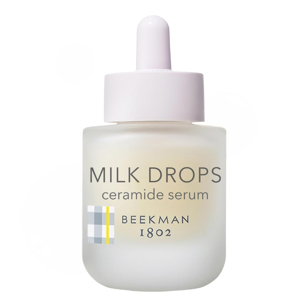 Beekman 1802 front packaging showing clean serum bottle and label benefits