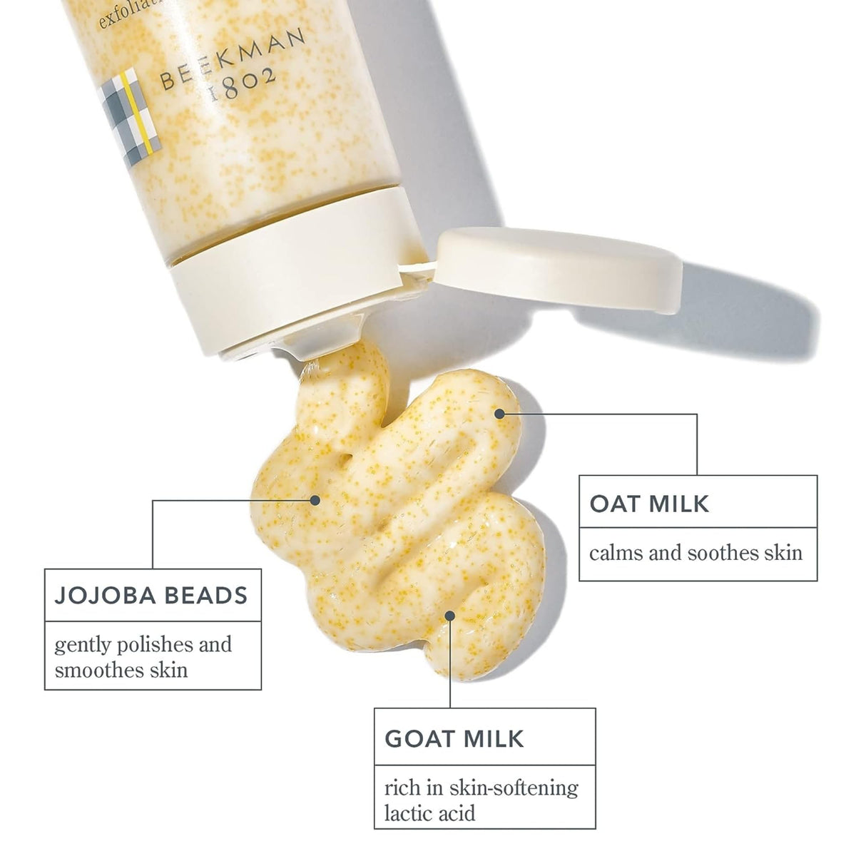 Beekman 1802 close-up jojoba beads visible for gentle exfoliation